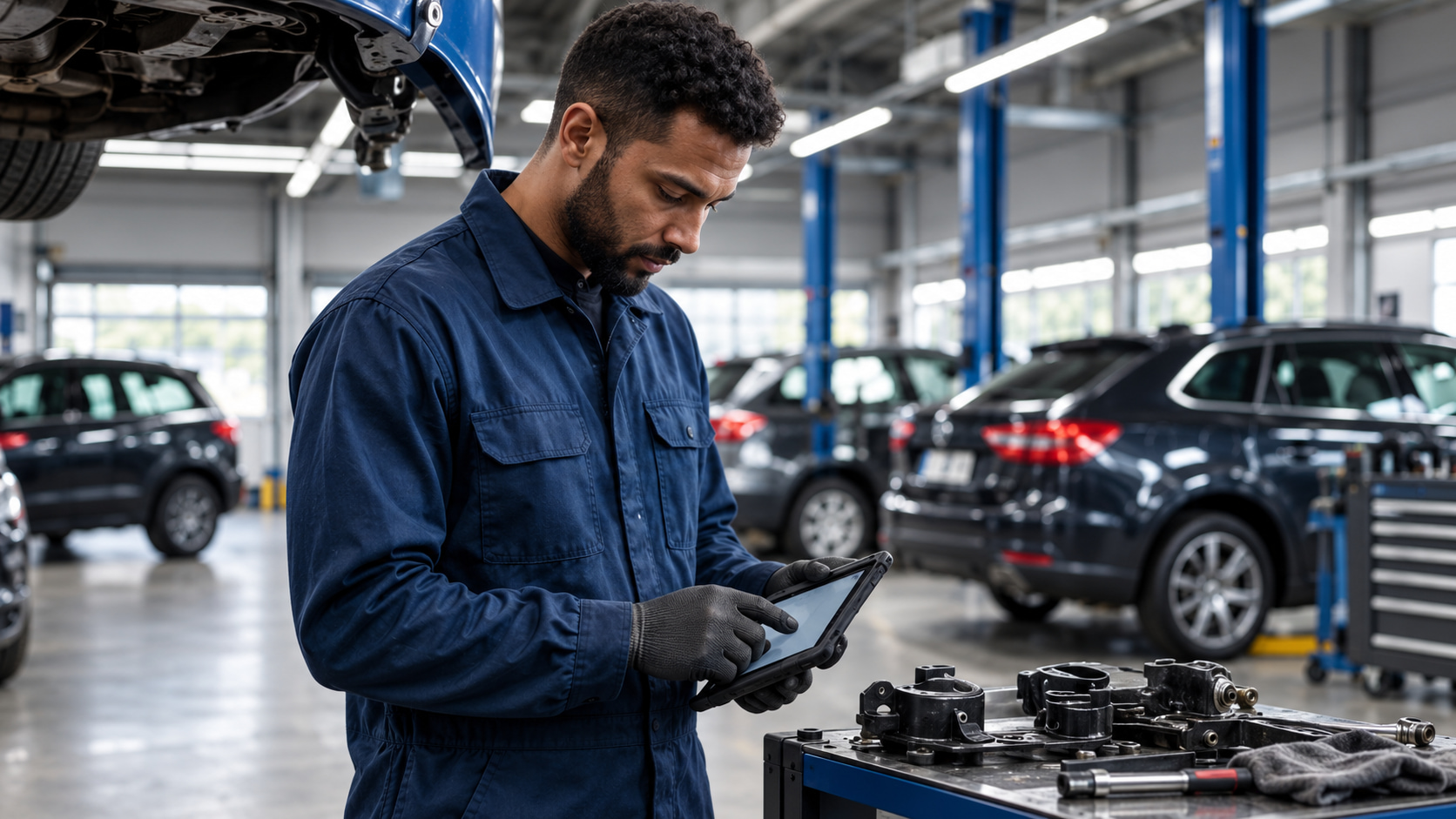 Profissional em oficina automotiva